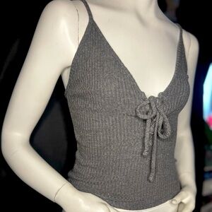 Brandy Melville Charcoal Ribbed Tie-Front Camisole